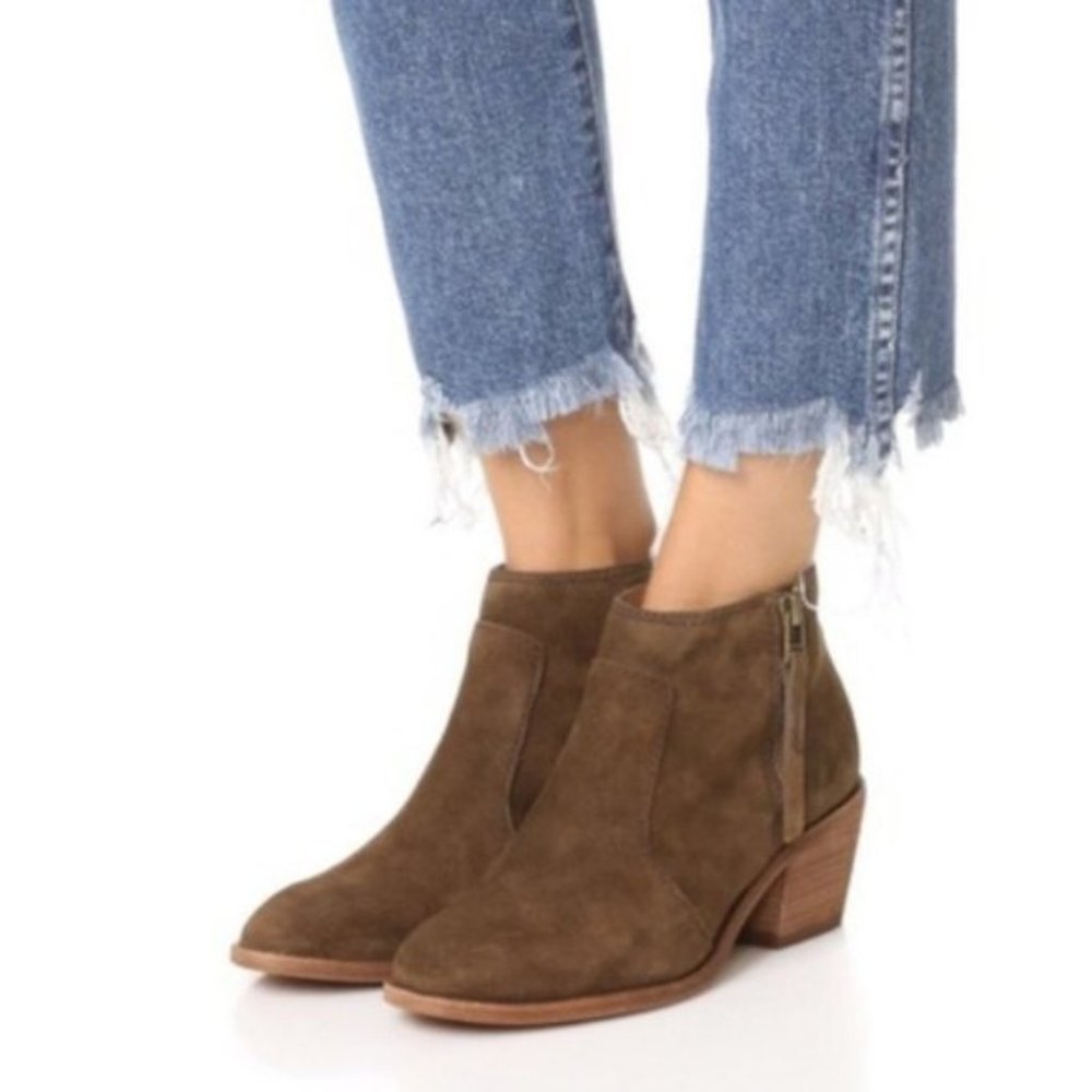 Madewell Janice suede side zip western booties 8